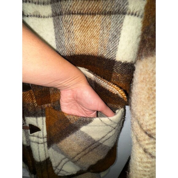 Vintage Robert Brown Lewis Plaid Wool Toggle Coat Size 42 Western Ranch Preppie - Picture 6 of 9